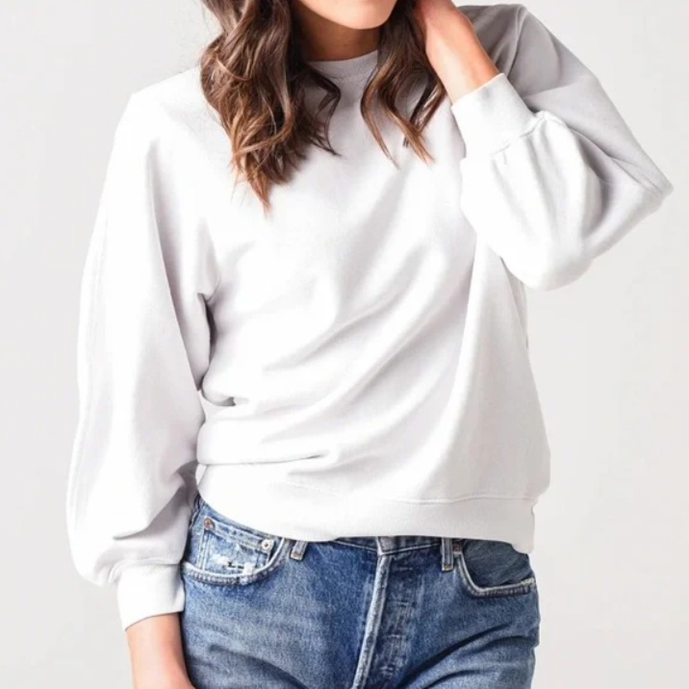 Agolde Thora Sweatshirt Women XS White 3/4 Balloon Quiet Luxury Minimalist Relax